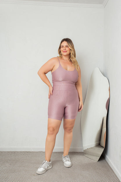Conjunto Summer Rosa - Top com alça fina e short com tala para Conforto e Sustentação