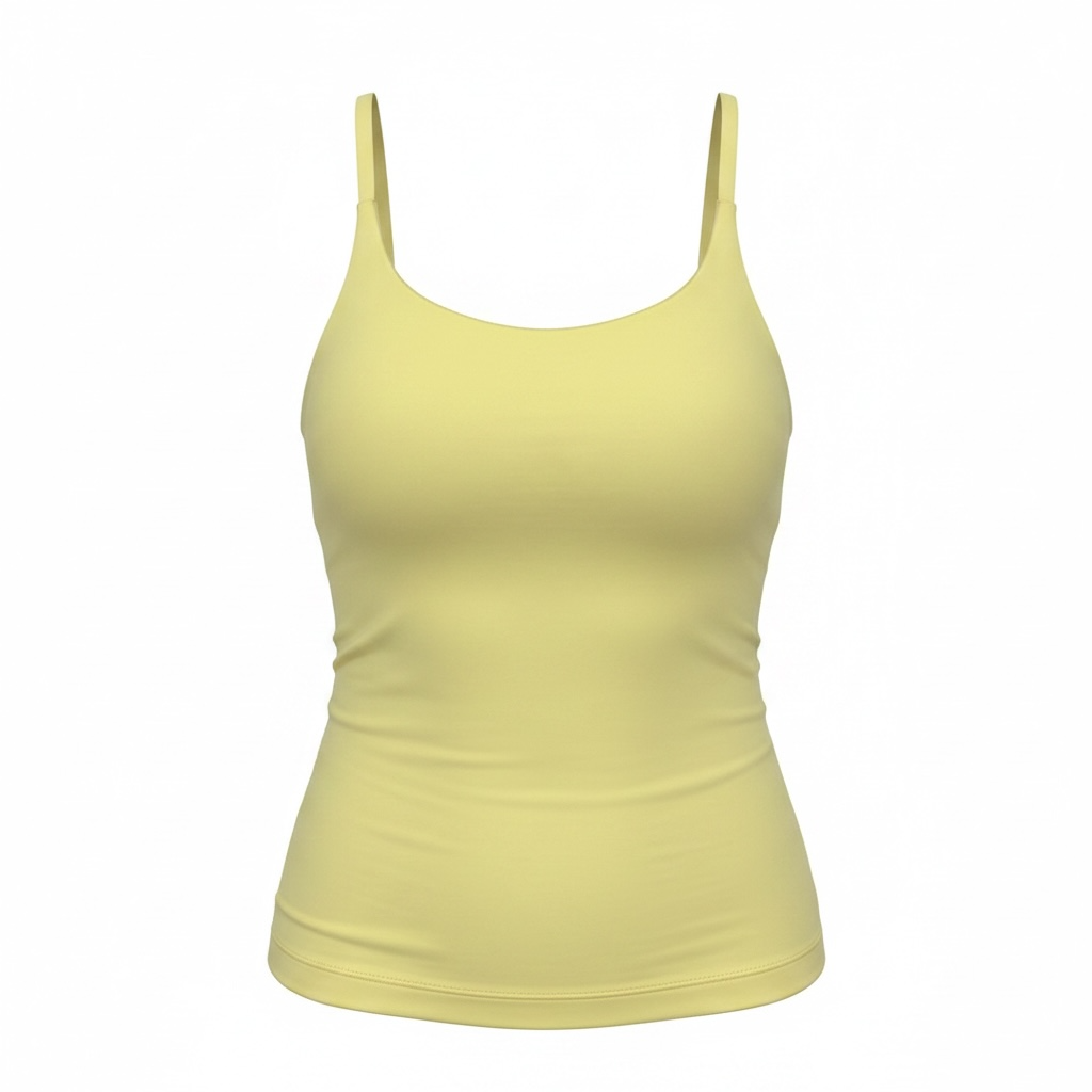 Blusa de Alça Fina Essencial Amarela em Poliamida com Bojo removível e Proteção UV50+