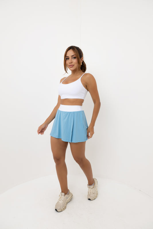Conjunto Short Saia Beach Solar Azul