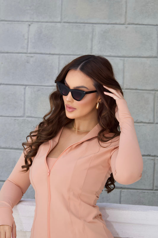 Jaqueta Fitness Feminina Gola Alta Nude
