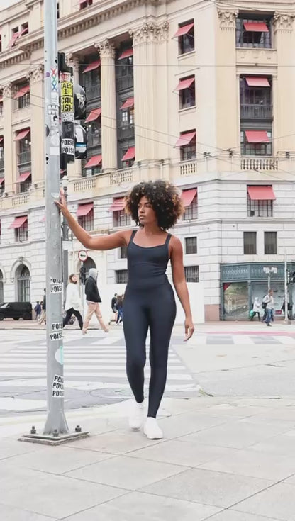 Macacão Longo Fitness Feminino Preto